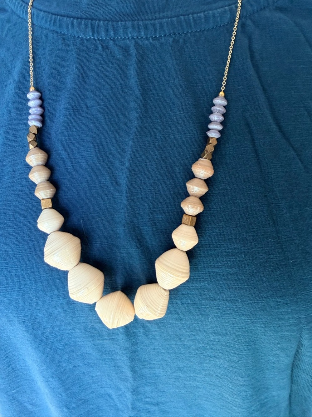 Sseko Custom Cream and Lavender Paper Bead Necklace